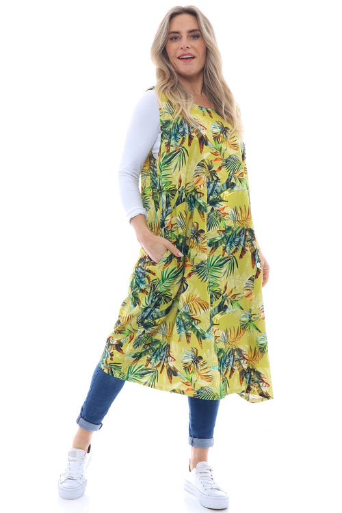 Sandy Sleeveless Jungle Print Linen Dress Citrus