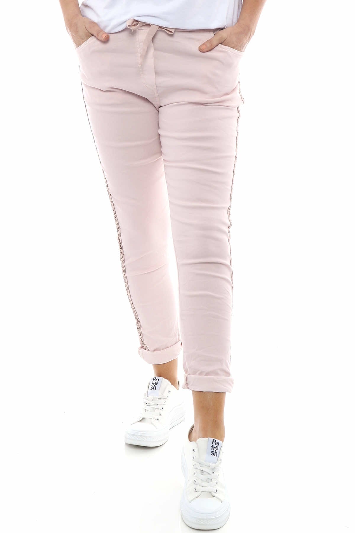Mandy Leopard Trim Trousers Pink