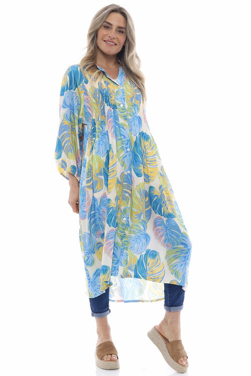 Cyrilla Leaf Print Dress Kingfisher - Image 3