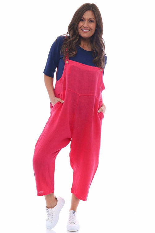 Mario Linen Jumpsuit Hot Pink - Image 1