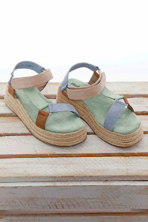 Jalon Wedge Sandals Aqua - Image 2