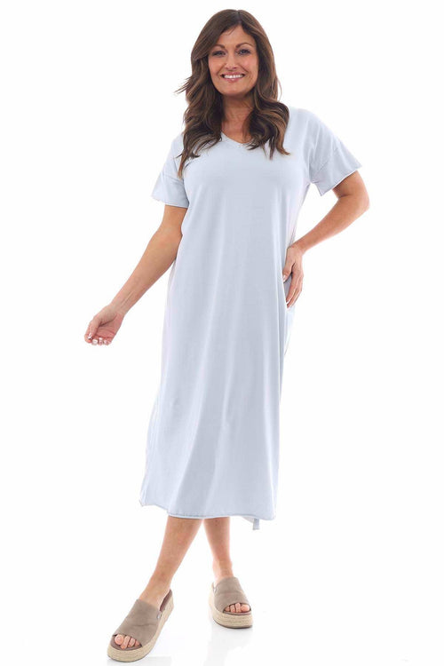 Varallo V-Neck Cotton Dress Grey - Image 1