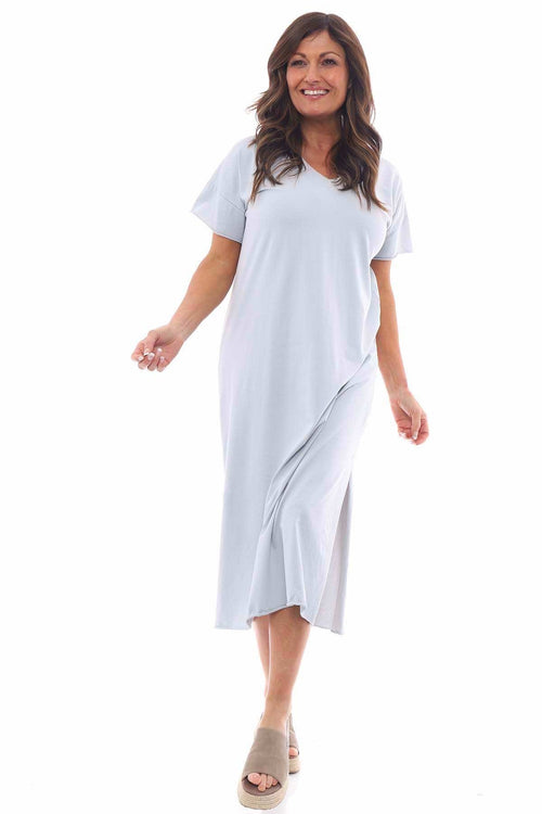 Varallo V-Neck Cotton Dress Grey - Image 2