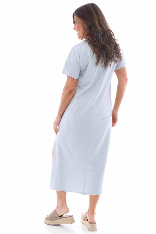 Varallo V-Neck Cotton Dress Grey - Image 3